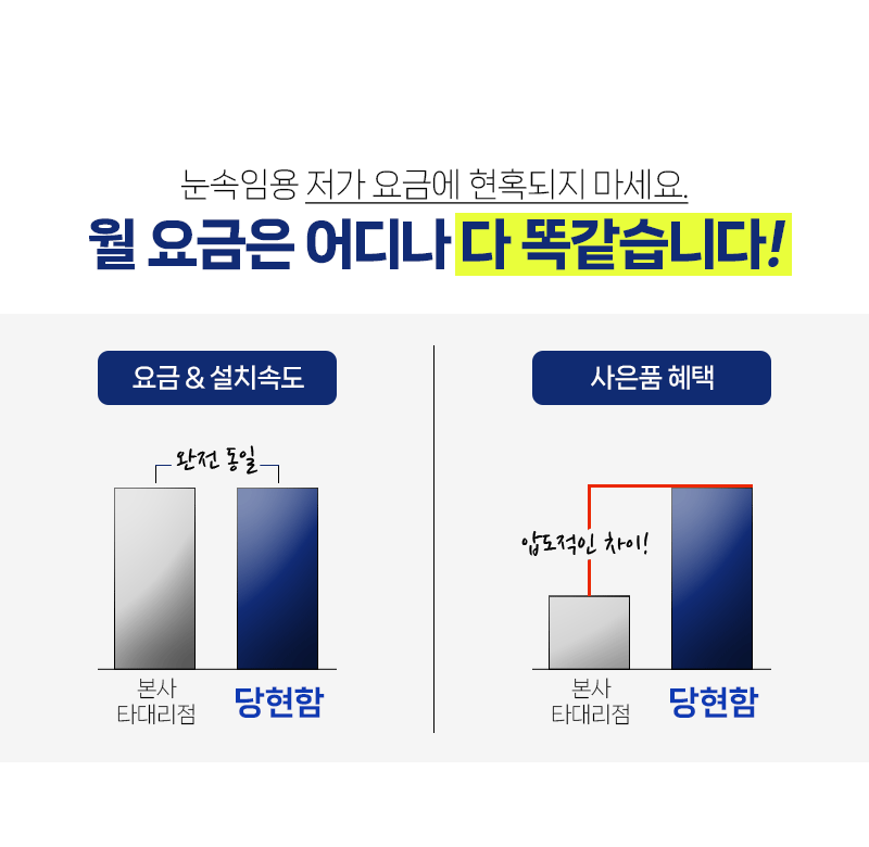 월 요금은 어디나 다 똑같습니다